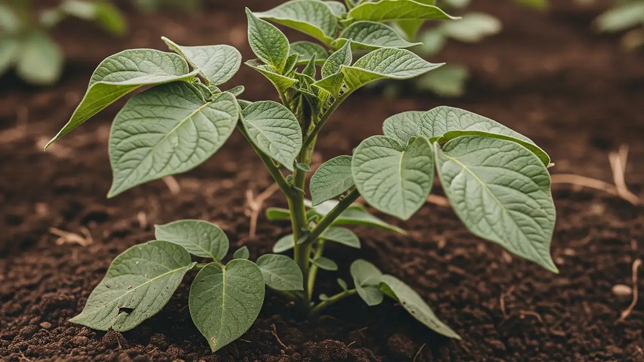 Potato plants growing